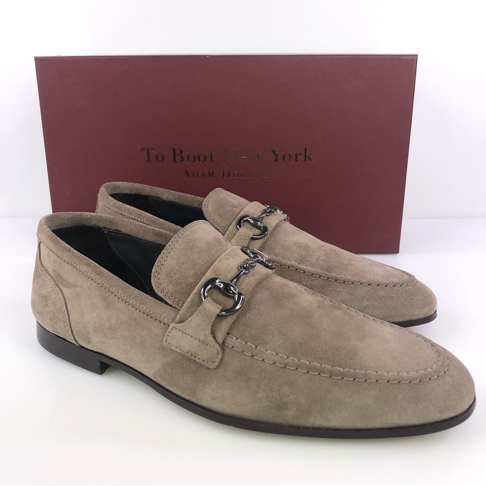 TO BOOT NEW YORK Mens Marmota Beige Corvo Round Toe Slip On Leather Loafers 8.5M - Picture 1 of 8